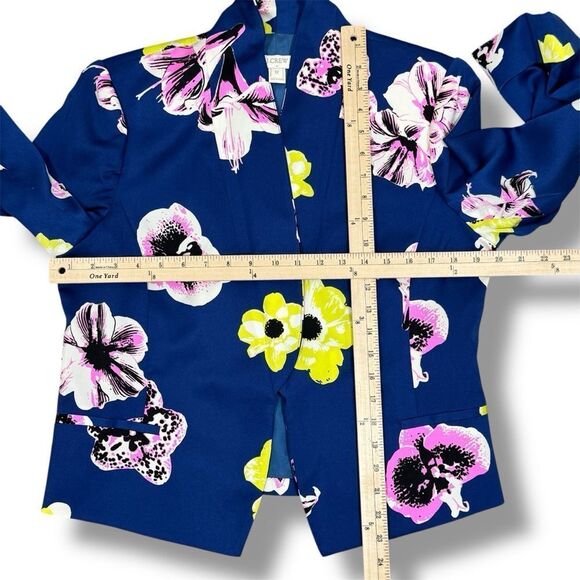 J. Crew Tropical Floral Sateen Crop Blazer Jacket Blue Pink 12 - Picture 11 of 12